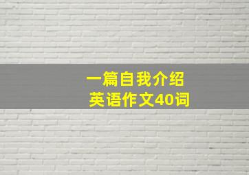 一篇自我介绍英语作文40词