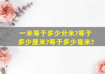 一米等于多少分米?等于多少厘米?等于多少毫米?