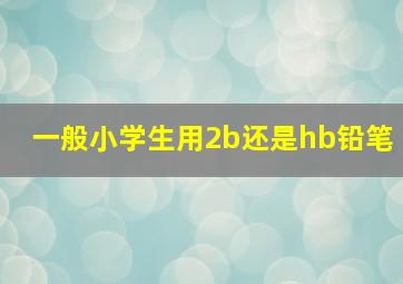 一般小学生用2b还是hb铅笔