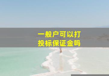 一般户可以打投标保证金吗