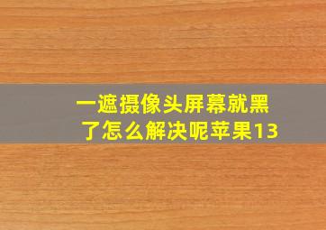 一遮摄像头屏幕就黑了怎么解决呢苹果13