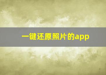 一键还原照片的app