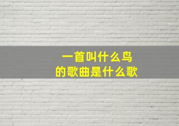 一首叫什么鸟的歌曲是什么歌