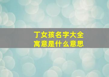 丁女孩名字大全寓意是什么意思