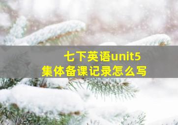 七下英语unit5集体备课记录怎么写