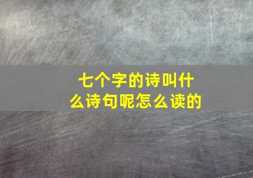 七个字的诗叫什么诗句呢怎么读的