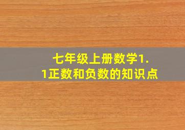 七年级上册数学1.1正数和负数的知识点