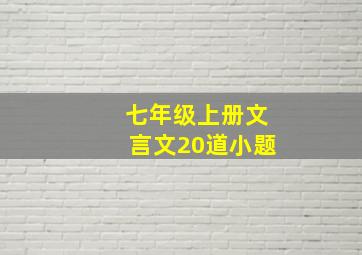 七年级上册文言文20道小题