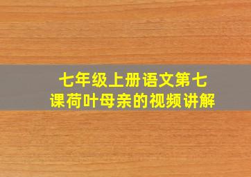 七年级上册语文第七课荷叶母亲的视频讲解