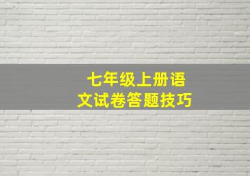 七年级上册语文试卷答题技巧