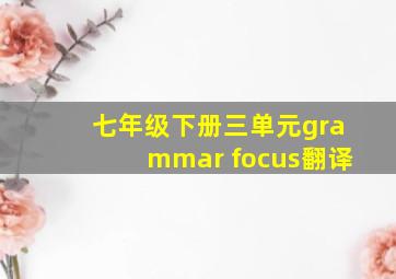 七年级下册三单元grammar focus翻译