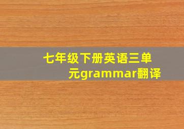 七年级下册英语三单元grammar翻译