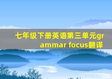 七年级下册英语第三单元grammar focus翻译