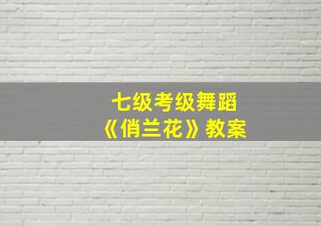 七级考级舞蹈《俏兰花》教案