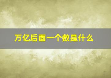 万亿后面一个数是什么