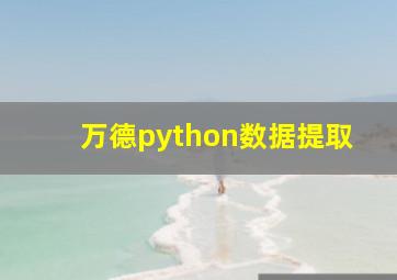 万德python数据提取