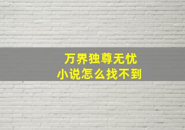 万界独尊无忧小说怎么找不到