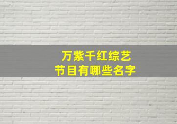 万紫千红综艺节目有哪些名字