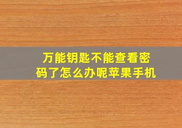 万能钥匙不能查看密码了怎么办呢苹果手机