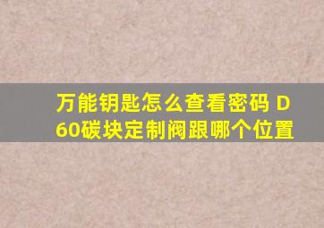 万能钥匙怎么查看密码 D60碳块定制阀跟哪个位置