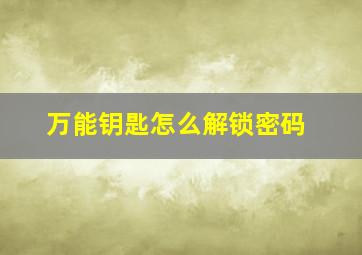 万能钥匙怎么解锁密码