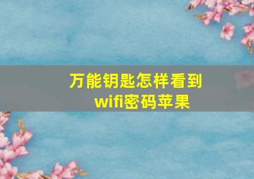 万能钥匙怎样看到wifi密码苹果