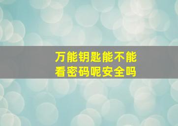 万能钥匙能不能看密码呢安全吗