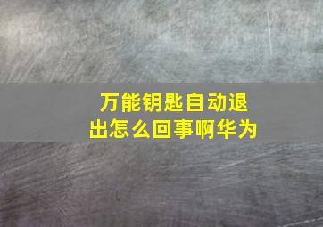 万能钥匙自动退出怎么回事啊华为