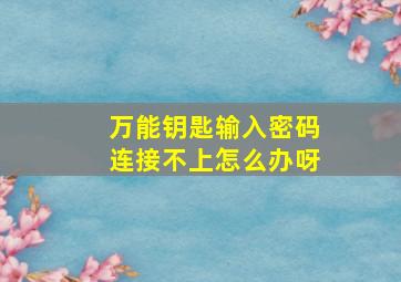 万能钥匙输入密码连接不上怎么办呀