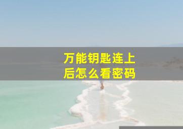 万能钥匙连上后怎么看密码