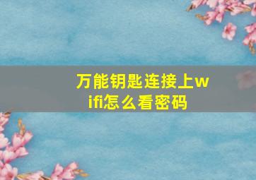 万能钥匙连接上wifi怎么看密码