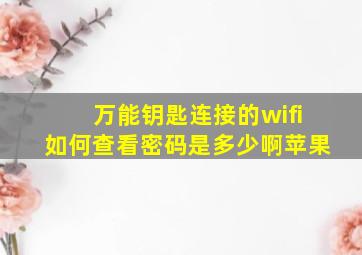 万能钥匙连接的wifi如何查看密码是多少啊苹果