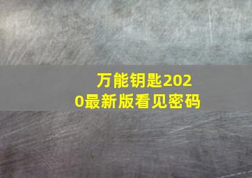 万能钥匙2020最新版看见密码