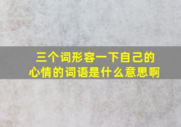 三个词形容一下自己的心情的词语是什么意思啊