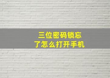 三位密码锁忘了怎么打开手机