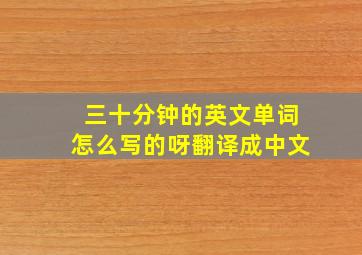 三十分钟的英文单词怎么写的呀翻译成中文