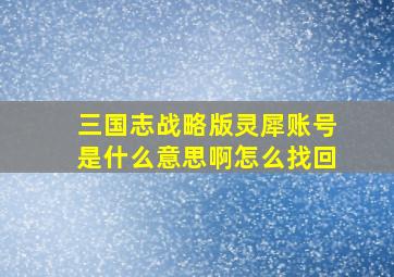 三国志战略版灵犀账号是什么意思啊怎么找回