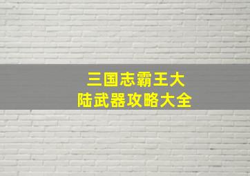 三国志霸王大陆武器攻略大全