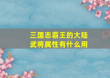 三国志霸王的大陆武将属性有什么用