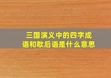 三国演义中的四字成语和歇后语是什么意思