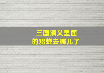 三国演义里面的貂蝉去哪儿了