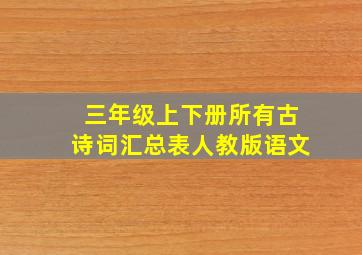 三年级上下册所有古诗词汇总表人教版语文