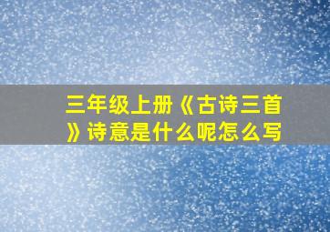 三年级上册《古诗三首》诗意是什么呢怎么写