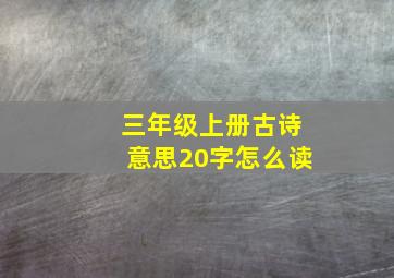 三年级上册古诗意思20字怎么读