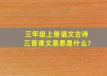 三年级上册语文古诗三首课文意思是什么?