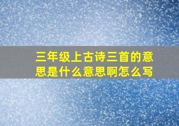 三年级上古诗三首的意思是什么意思啊怎么写