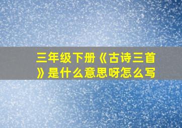 三年级下册《古诗三首》是什么意思呀怎么写