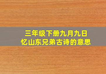 三年级下册九月九日忆山东兄弟古诗的意思