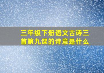 三年级下册语文古诗三首第九课的诗意是什么