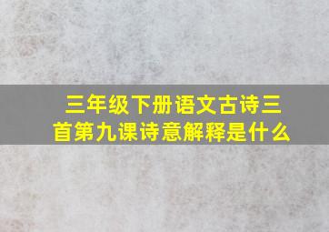 三年级下册语文古诗三首第九课诗意解释是什么